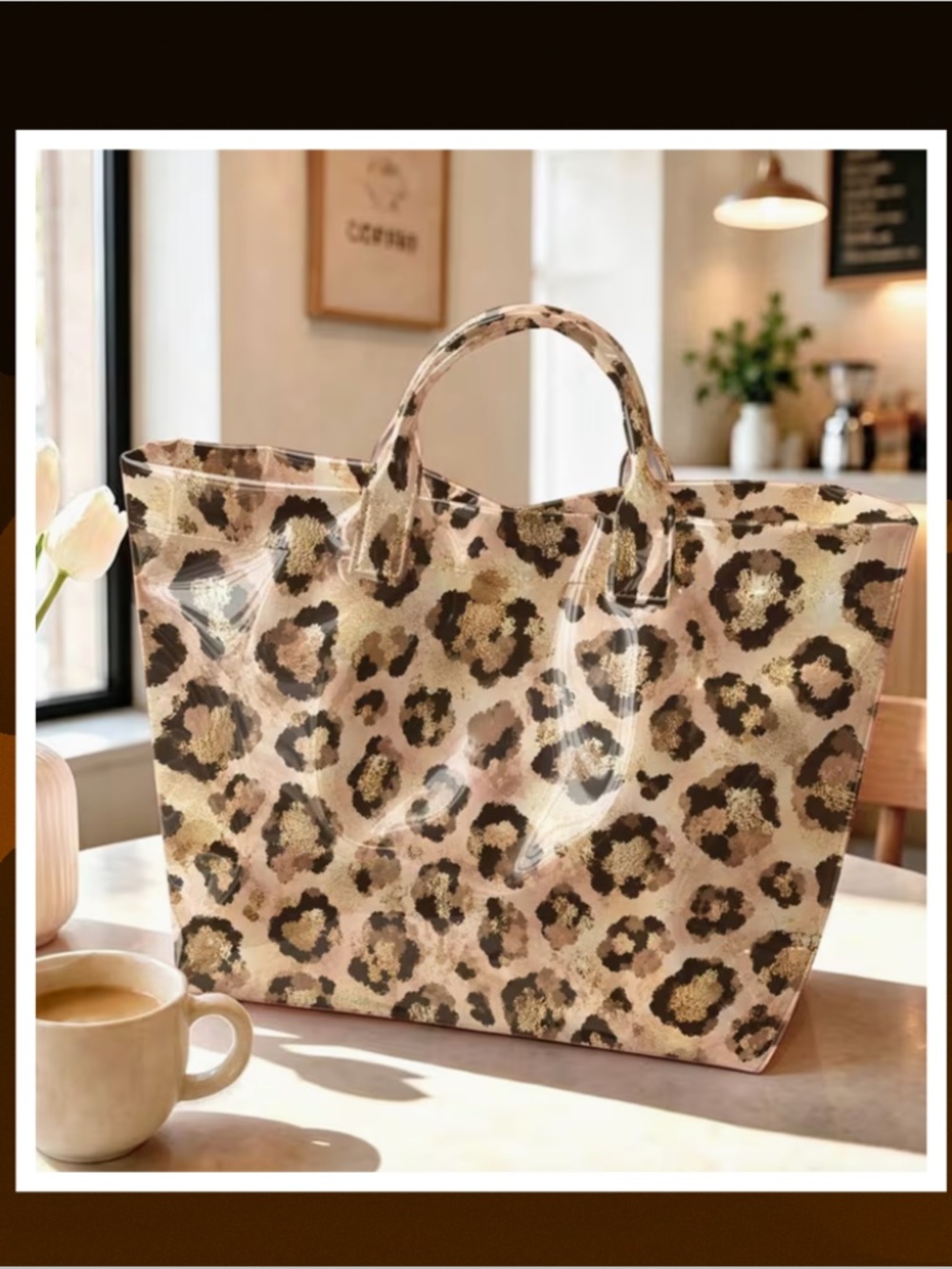 Adorable Vinyl-Covered Tote - Leopard Print